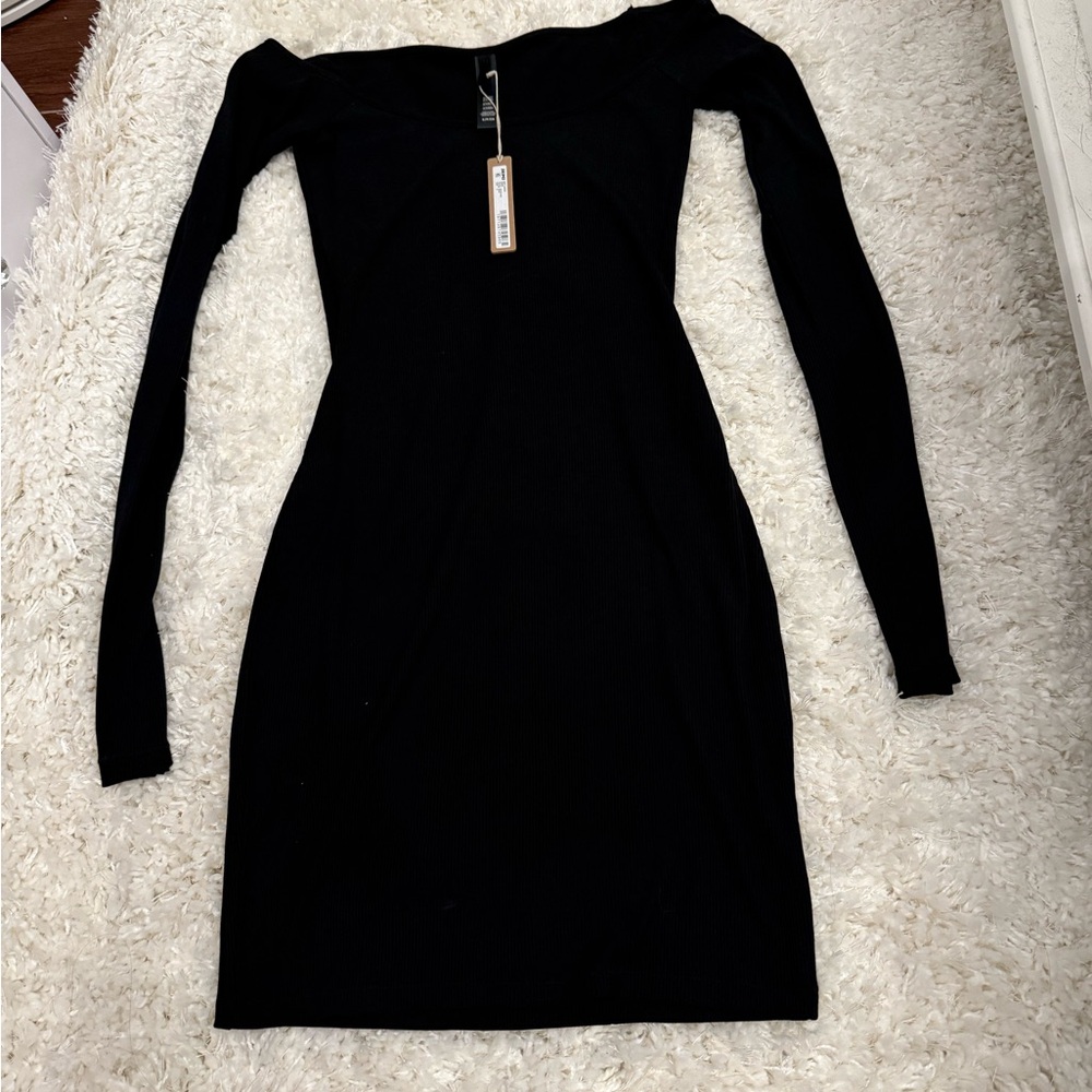 SKIMS Black Long Sleeve Dress